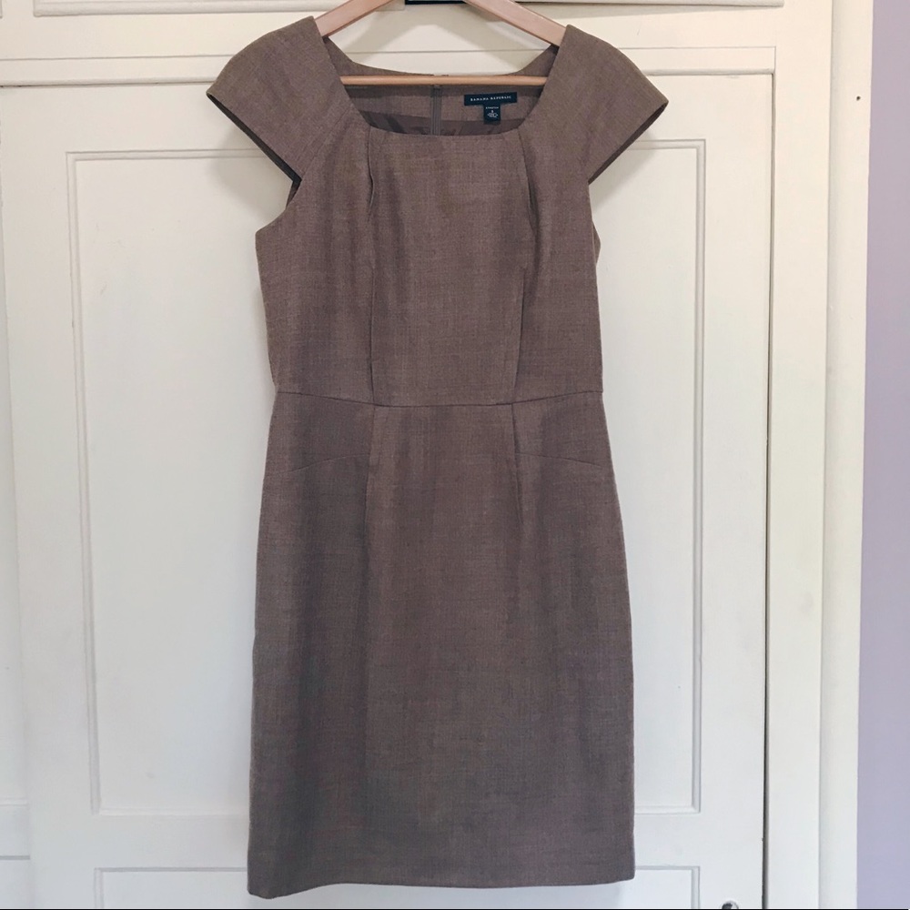 Banana Republic Pleated Wool Blend Sheath Dress